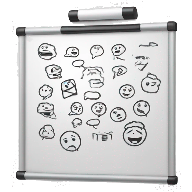Whiteboard that has been drawn all over  emoji