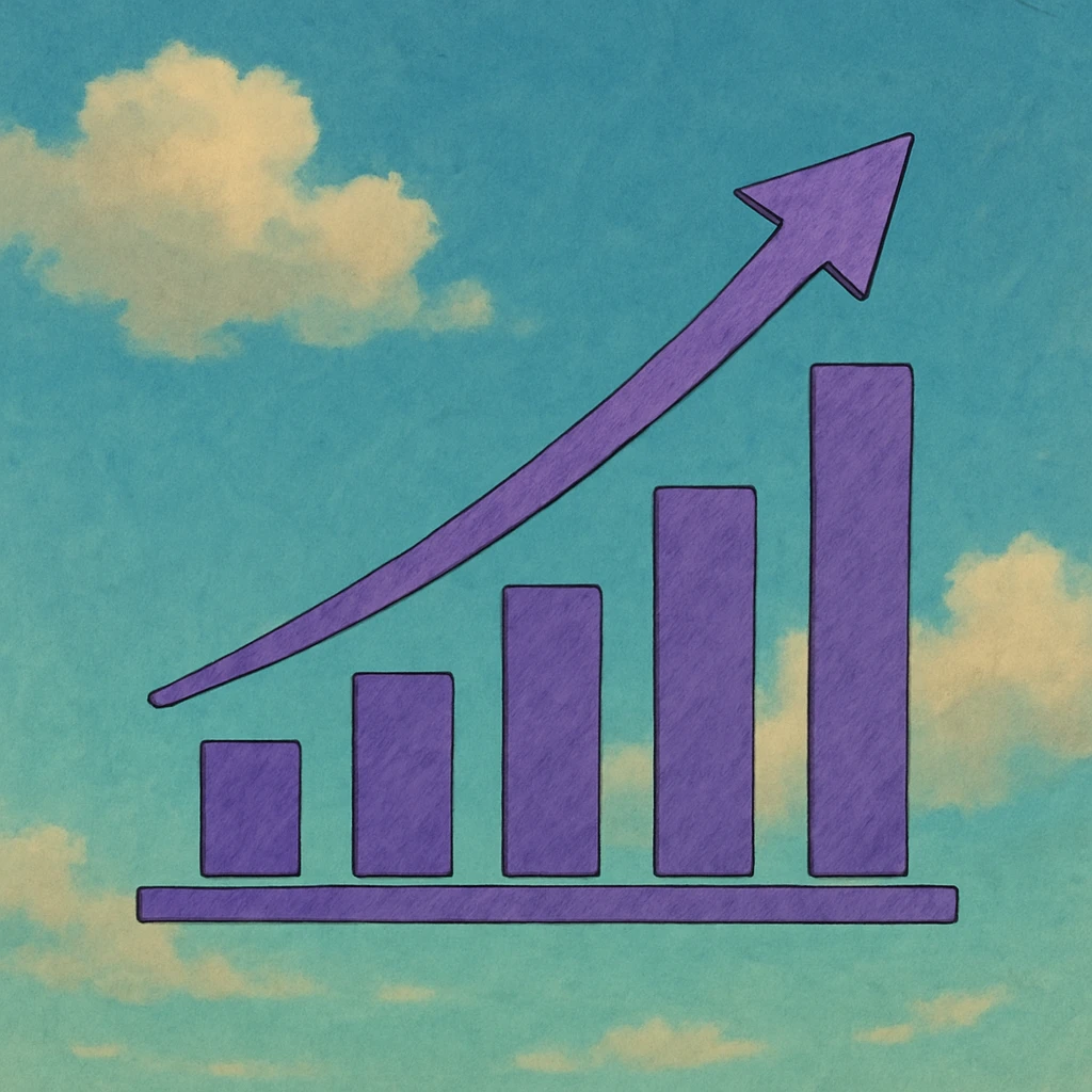 growth graph in purple, ghibli style emoji