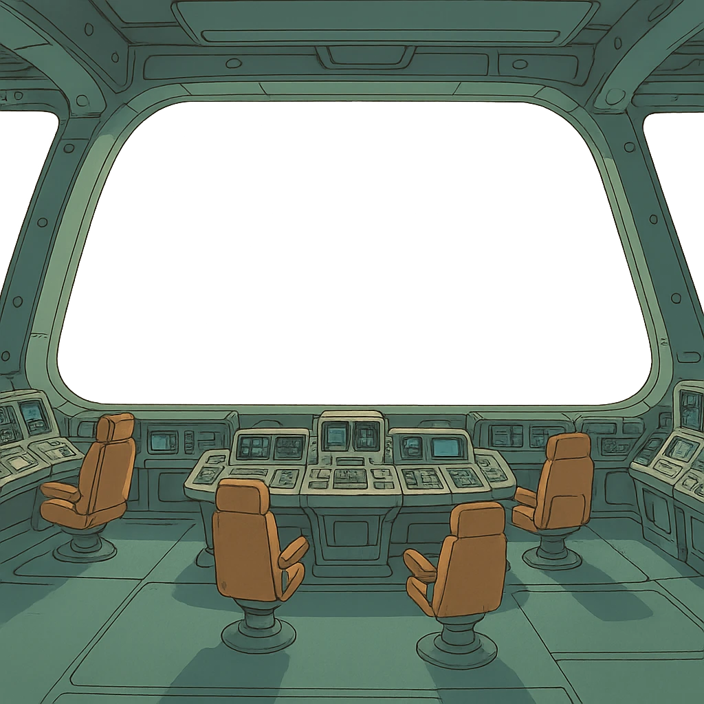 a sophisticated starcruiser command deck viewing port, the viewscreen is alpha-transparent emoji