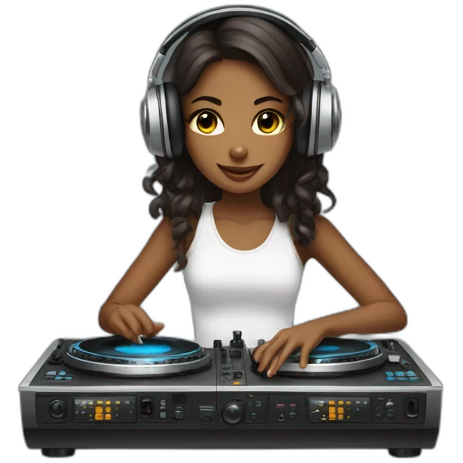while girl electro dj on turntables emoji