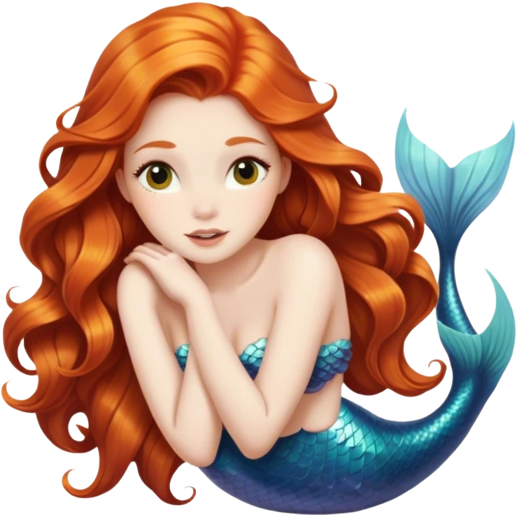 pretty ginger woman mermaid emoji