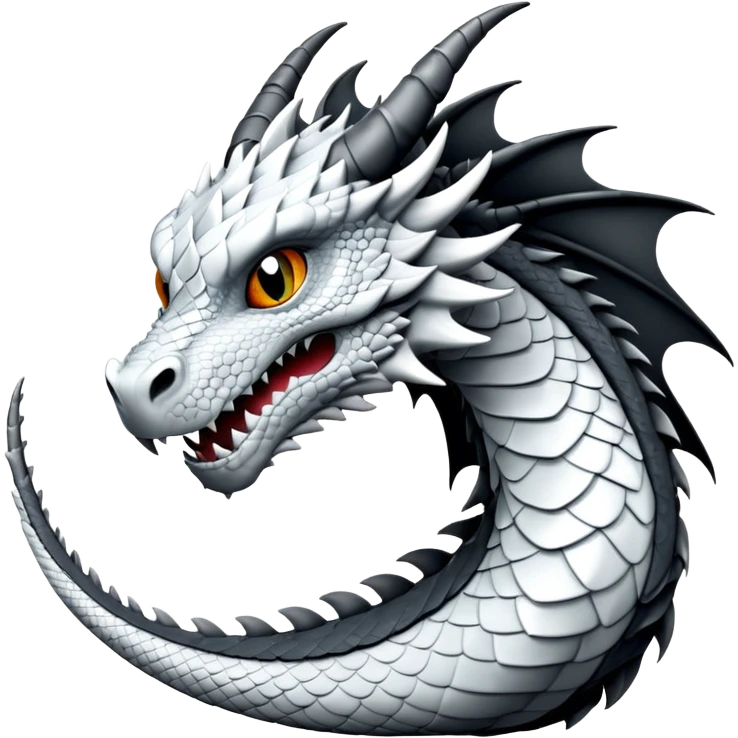 Dragon noire et blanc emoji