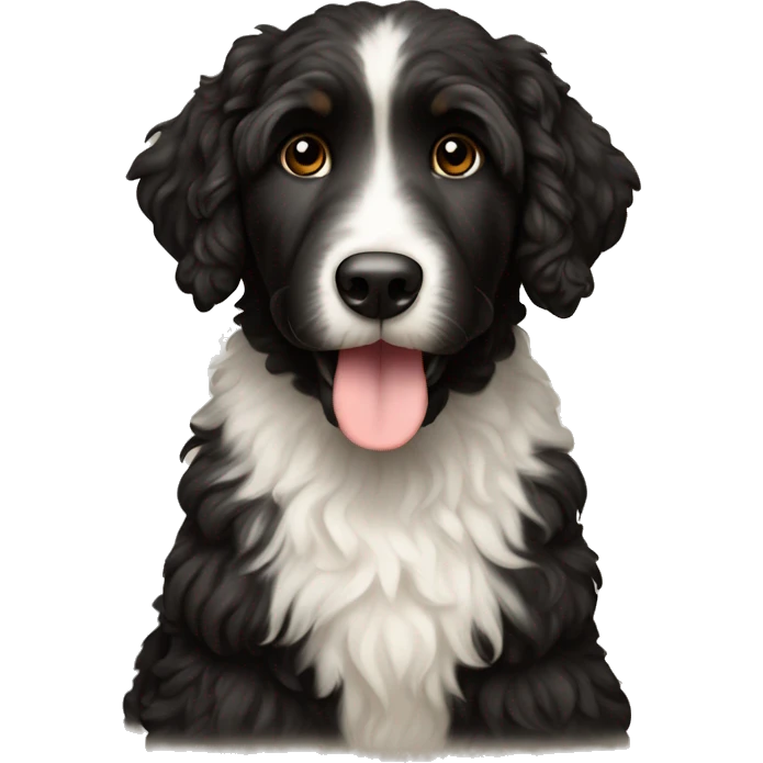 Black bernadoodle dog with brown emoji