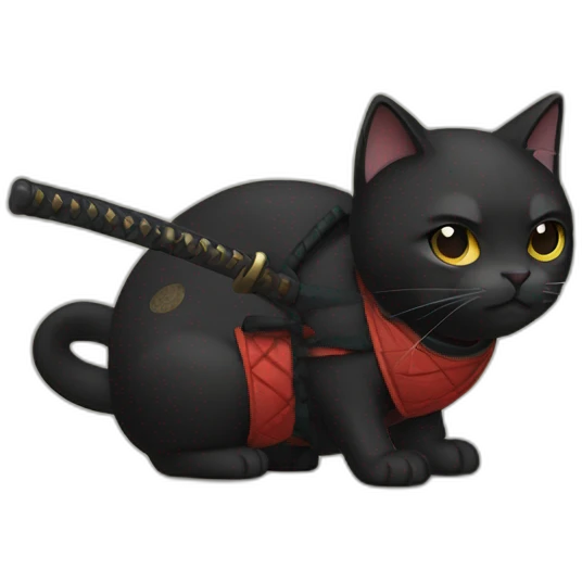 samurai black cat emoji