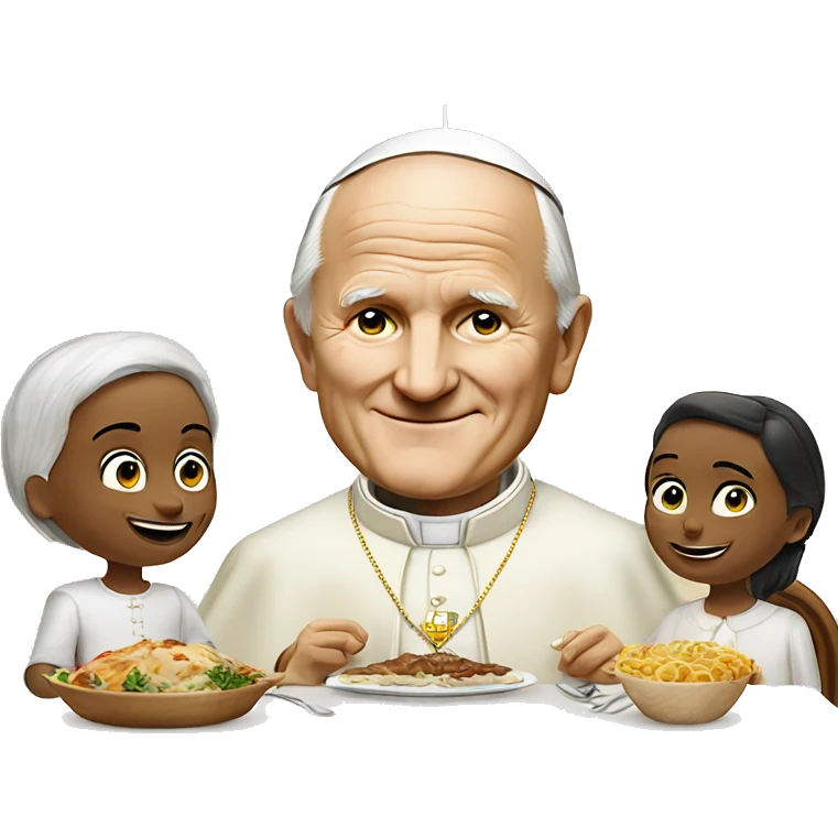 Pope John Paul II With normal family at the dinner emoji