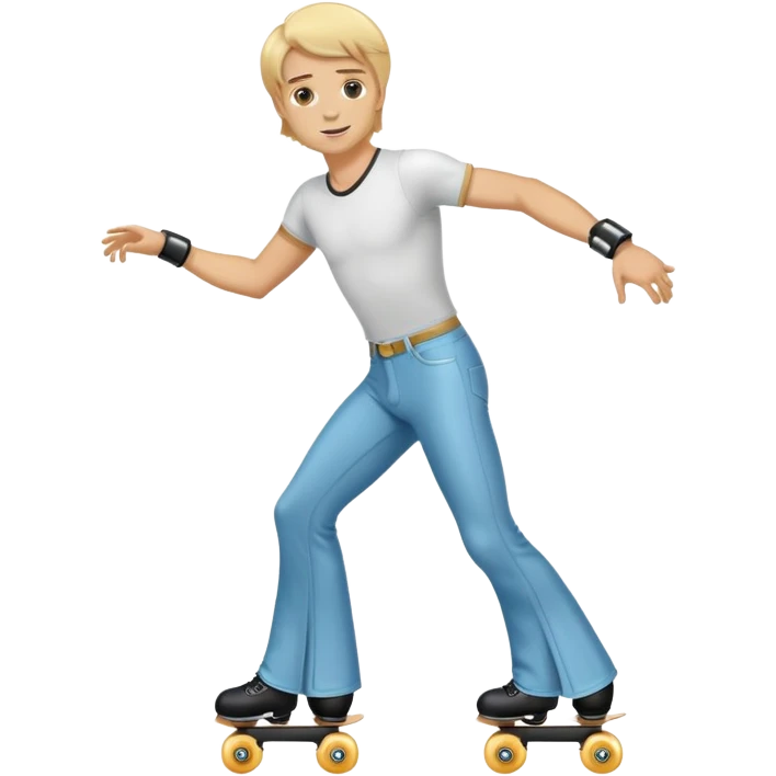 blonde guy wearing bell bottoms roller skating  emoji