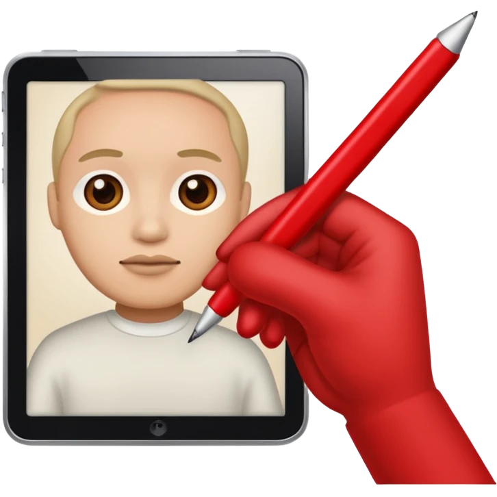 this emoji ✍🏻 with a red pen writing  emoji