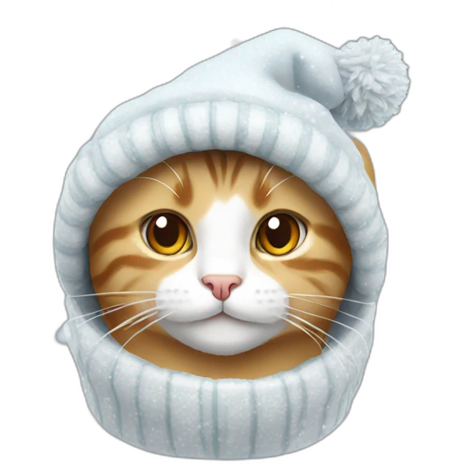  cat in a winter hat in snow emoji