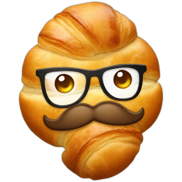 croissant with moustache emoji