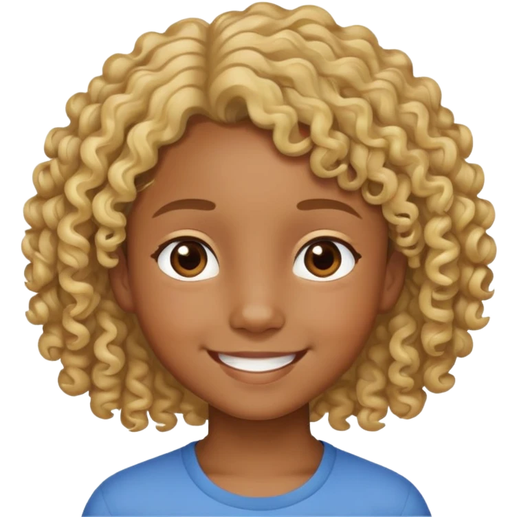"- Nam
- 10 tuổi
- Da nâu
- Tóc ngắn, xoăn, vàng
- Cười tươi
" emoji
