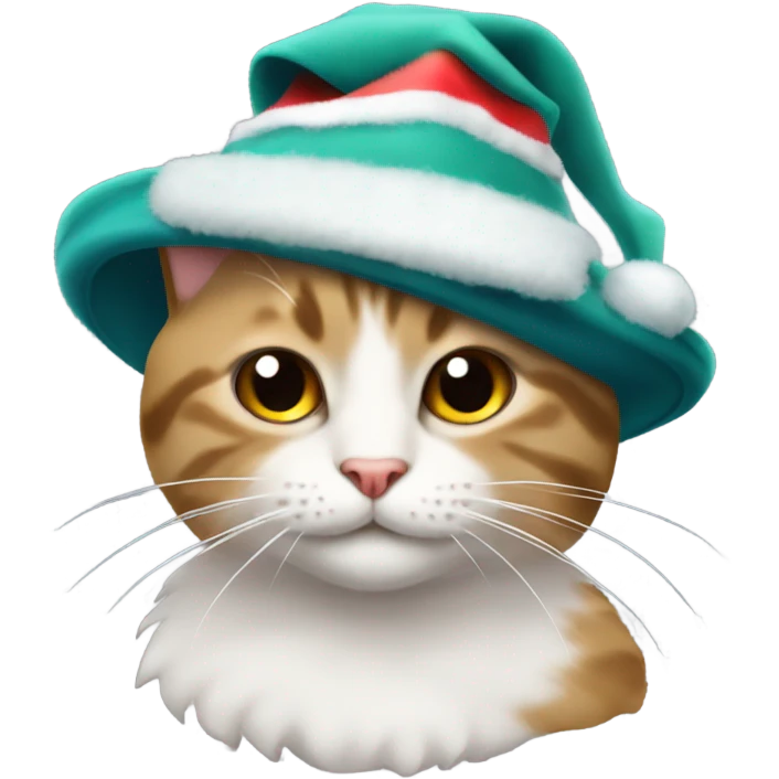 Gato hermoso con un gorro de navidad emoji