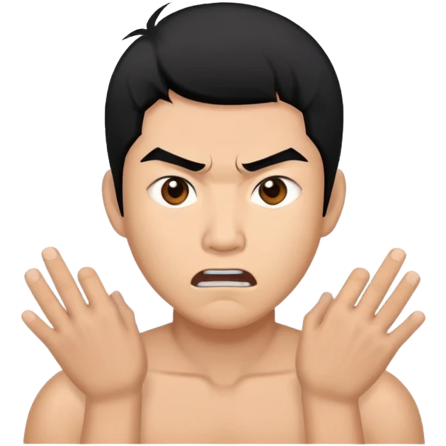 a violent black-haired Asian man emoji
