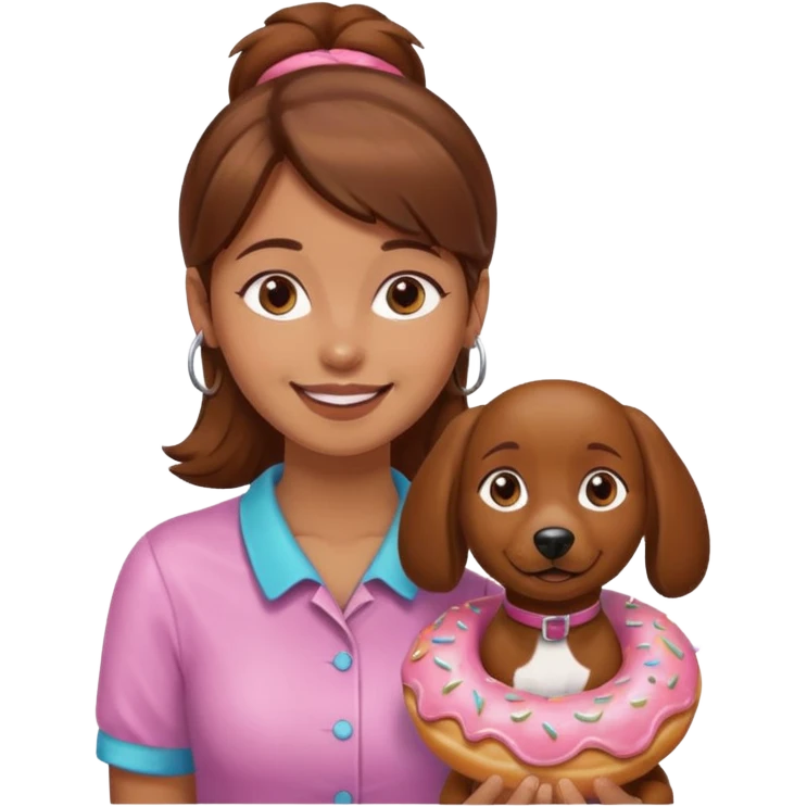 Donut shop w dog and girl  emoji