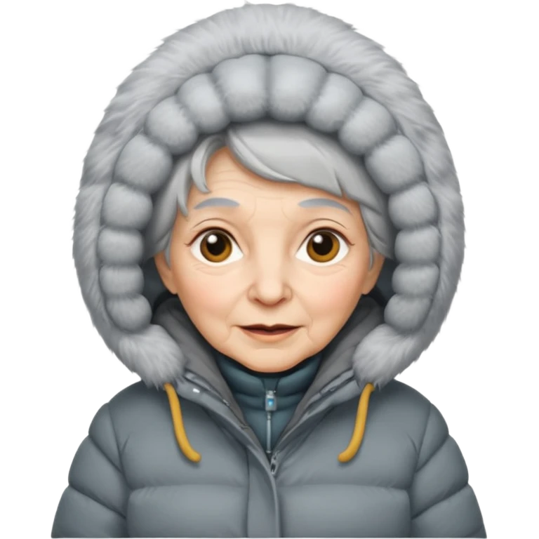 old woman in puffy winter coat











 emoji