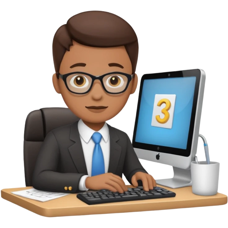 imagenes de una contador en caricatura, con una computadora y mencione conta 365 emoji