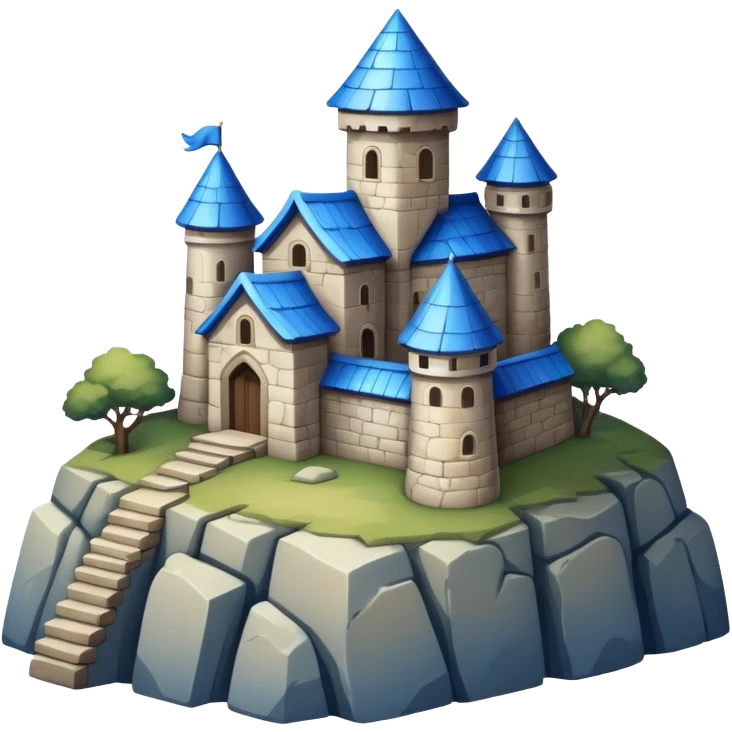 blue-roofed fortress on the rock emoji