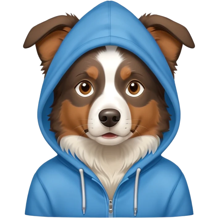 australian sheperd wearing a hoodie emoji