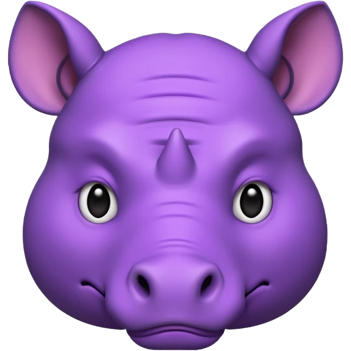 purple rhino face emoji, simple, clear expression emoji