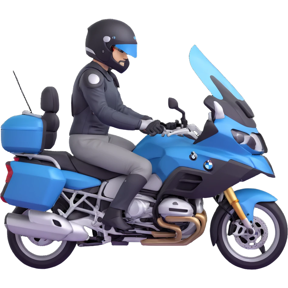 BMW R 1200 RT touring motorcycle with rider wearing helmet emoji