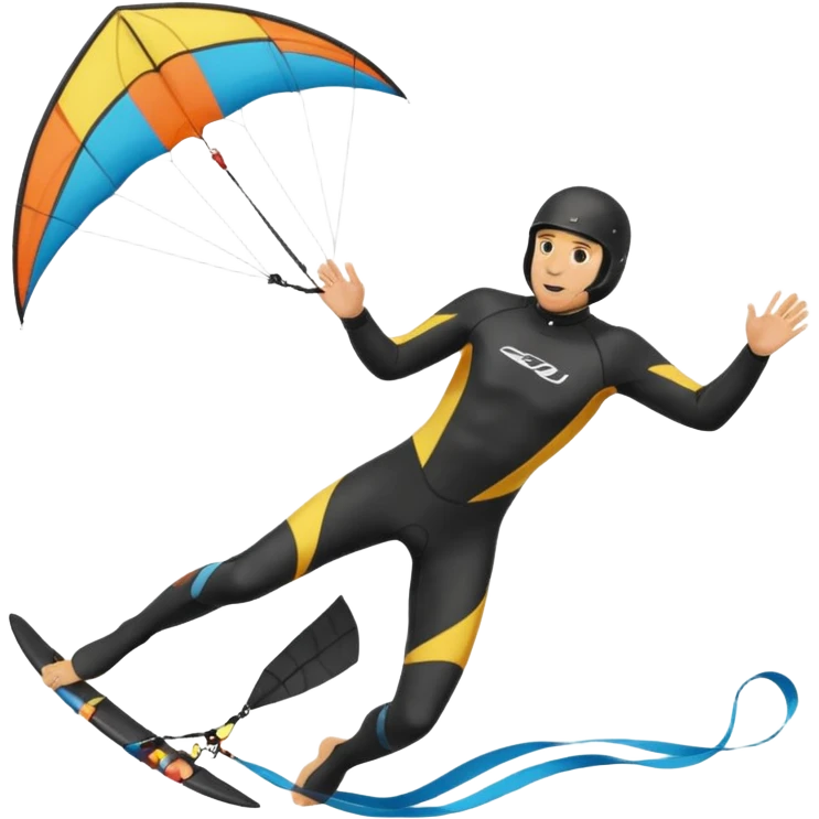 Kiterman en el aire ,caucasico con traje neopreno y casco negro, haciendo un down loop con el kite 13 metros emoji