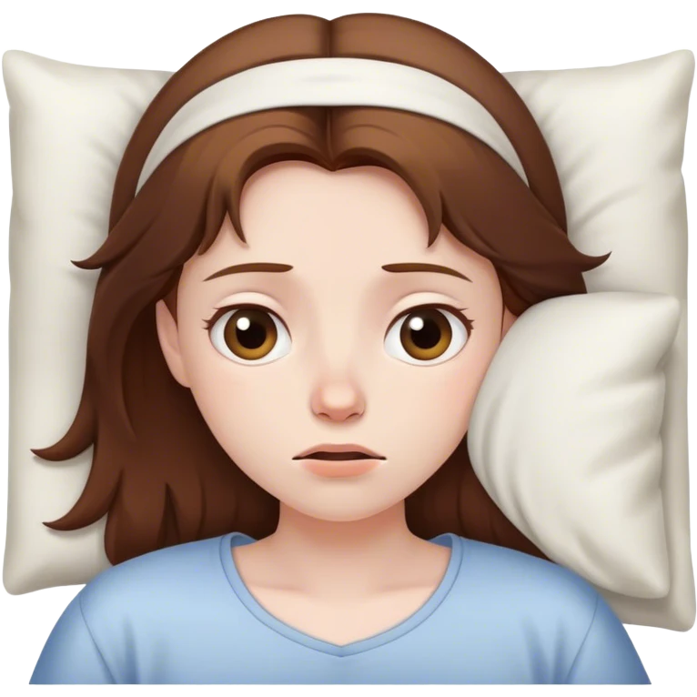 Tired Girl with brown hair waking up out of bed emoji