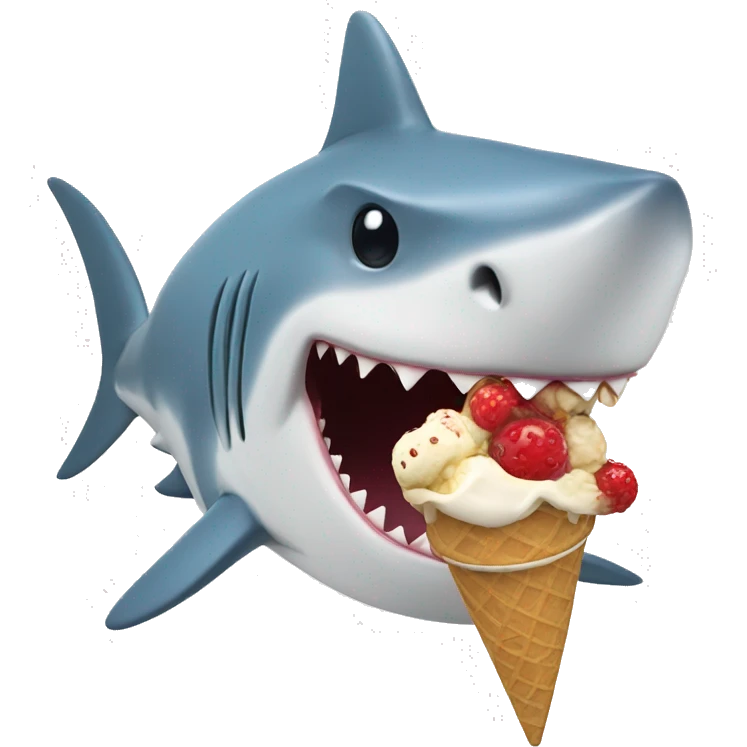 Shark with a top hat eating ice cream emoji
