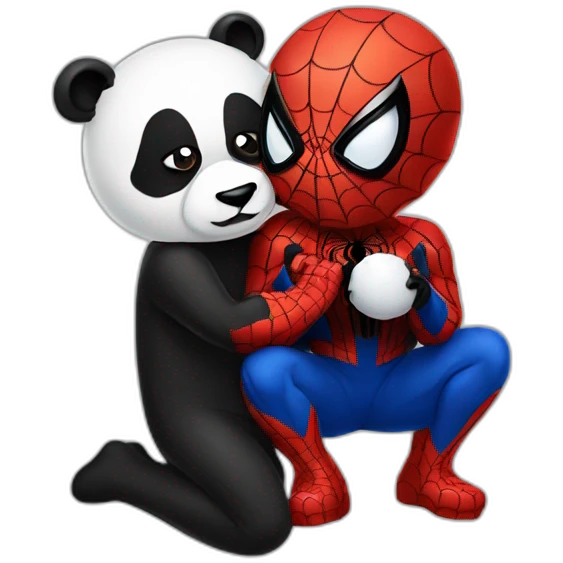 Spiderman kissing panda  emoji