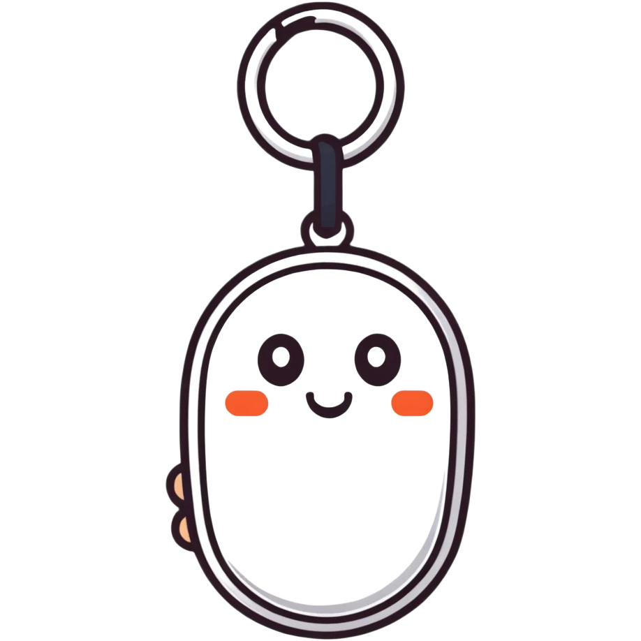 A small digital gadget with an AI chip, designed as a cute decorative keychain emoji