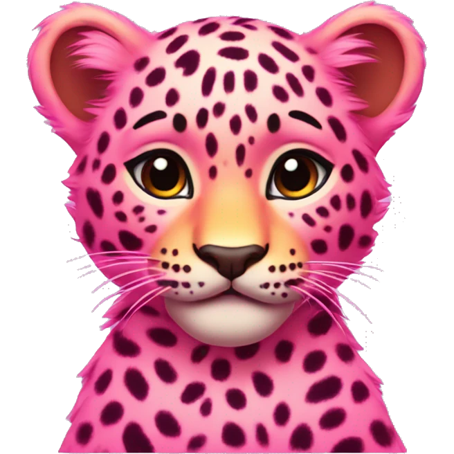 neon pink orange leopard cub happy emoji