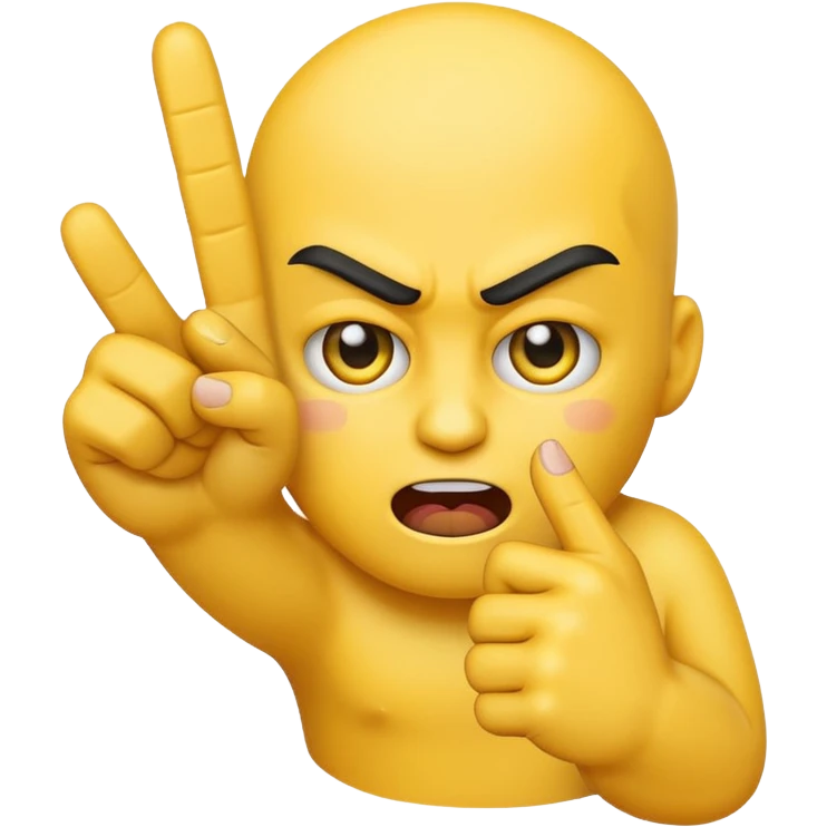 A emoji like 😂 with a middle finger and a hand pointing at us emoji