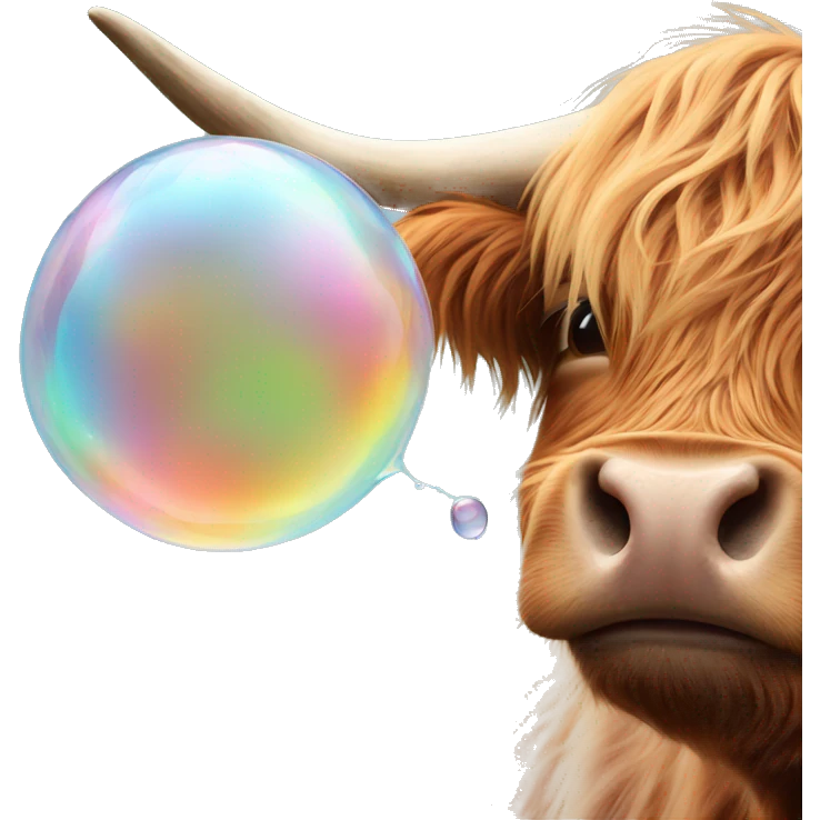 Highland cow blowing bubble  emoji