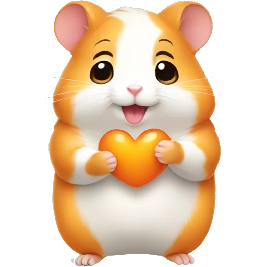 squeak the cute orange hamster heartbeat emoji