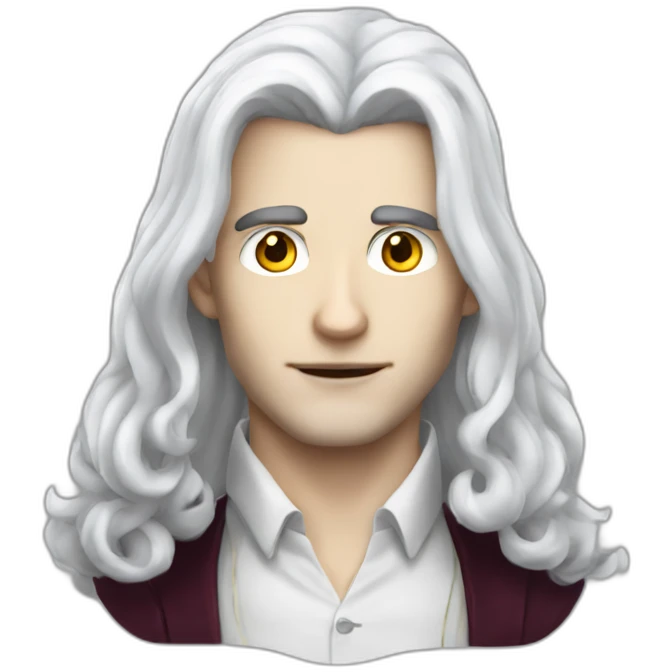 vampire librarian with blue eyes and long white hair handsome male emoji