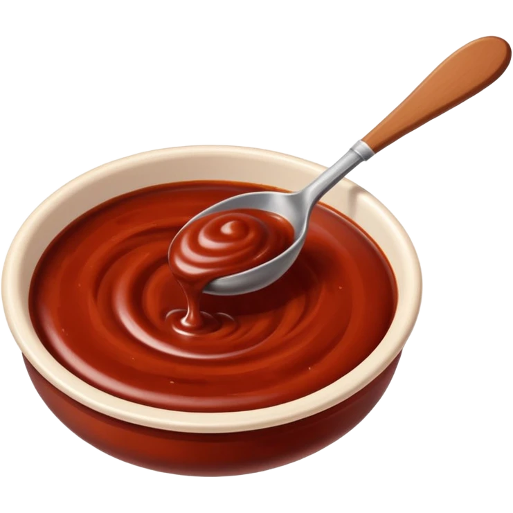 small swirl or spoonful of deep reddish-brown chipotle sauce with rich smoky tone, smooth glossy texture, slightly thick, gentle ripples, dark specks, no bottle, dish, or garnish, soft lighting, subtle shadows, emoji scale emoji