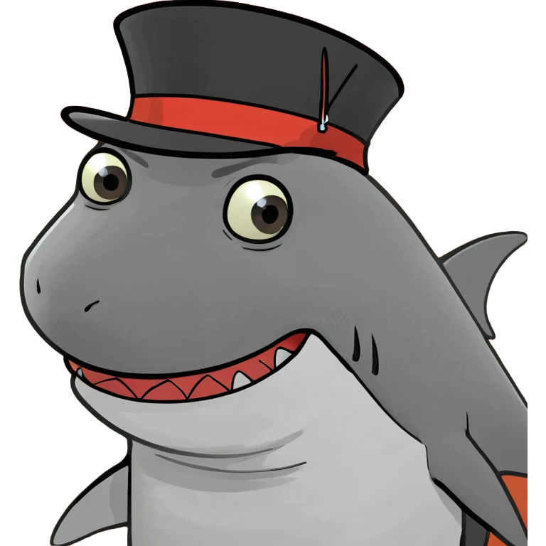 Shark with a top hat emoji