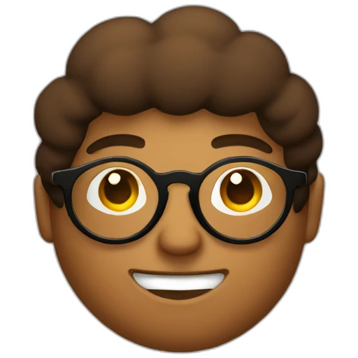 A  man brown Color circle face with circle glasses haïr like afro emoji