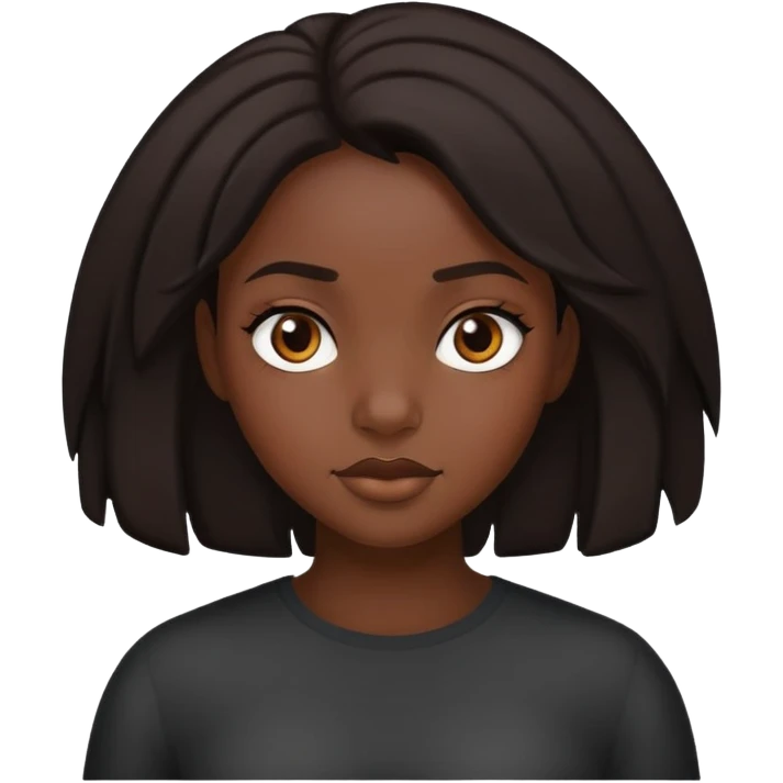 black girl with dark brown hair emoji