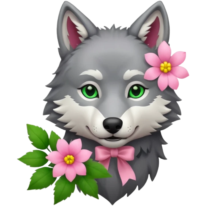 wolf holds flower emoji