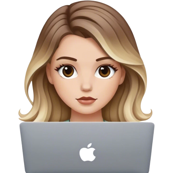  balayage hair white girl with macbook emoji
