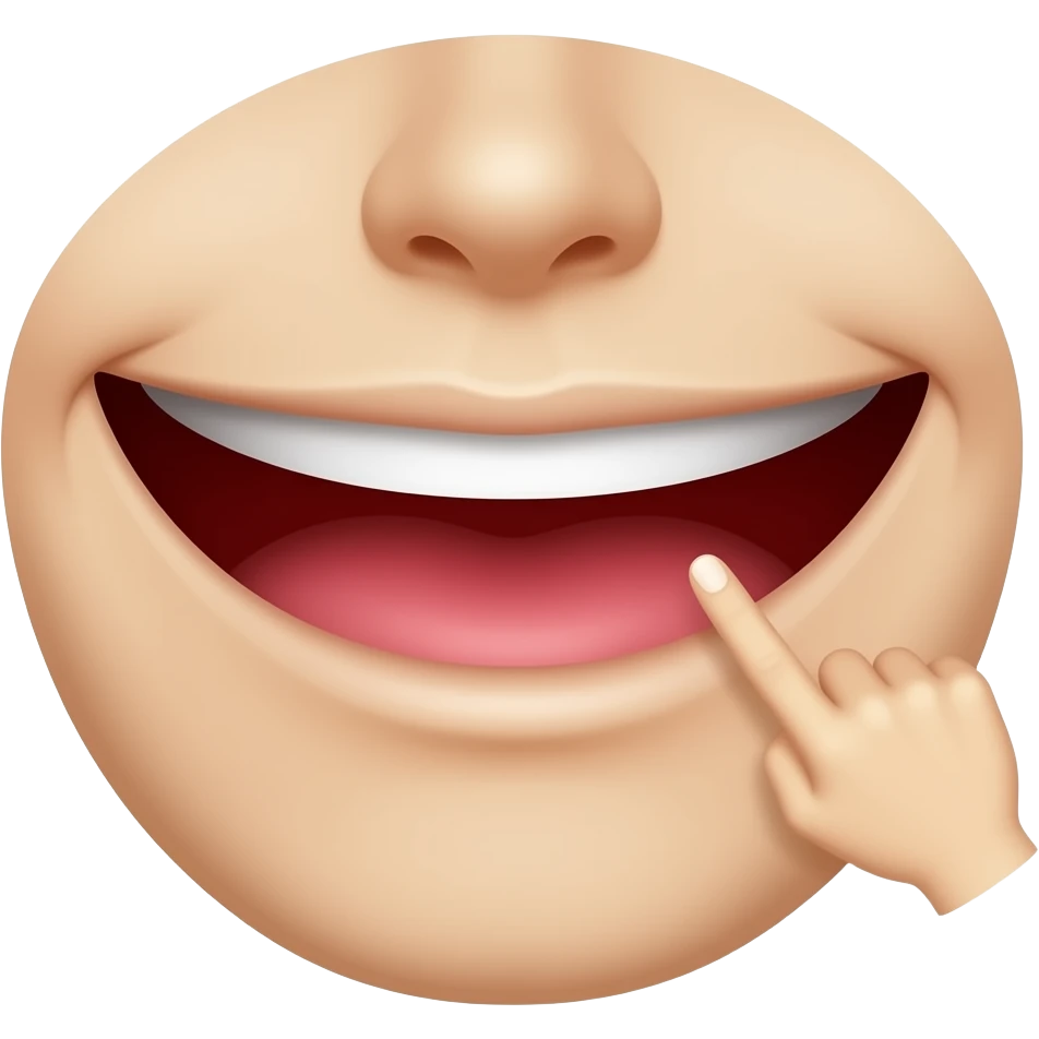 Smiling mouth with a finger on the bottomlip emoji