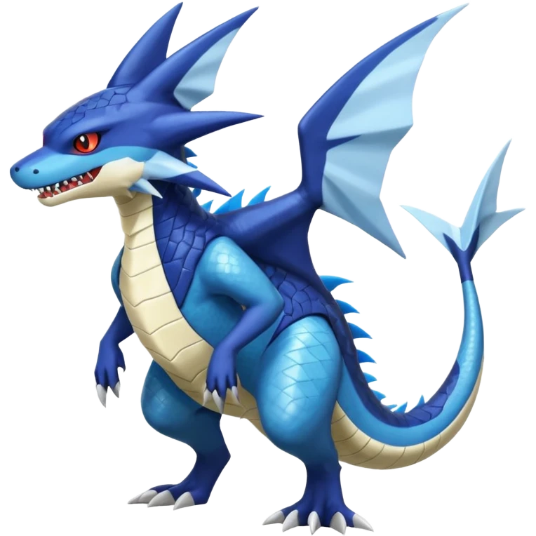 Sergal-Sharpedo-Garchomp-Nargacuga-Silvally-Vaporeon-fusion-hybrid-creature, full body emoji