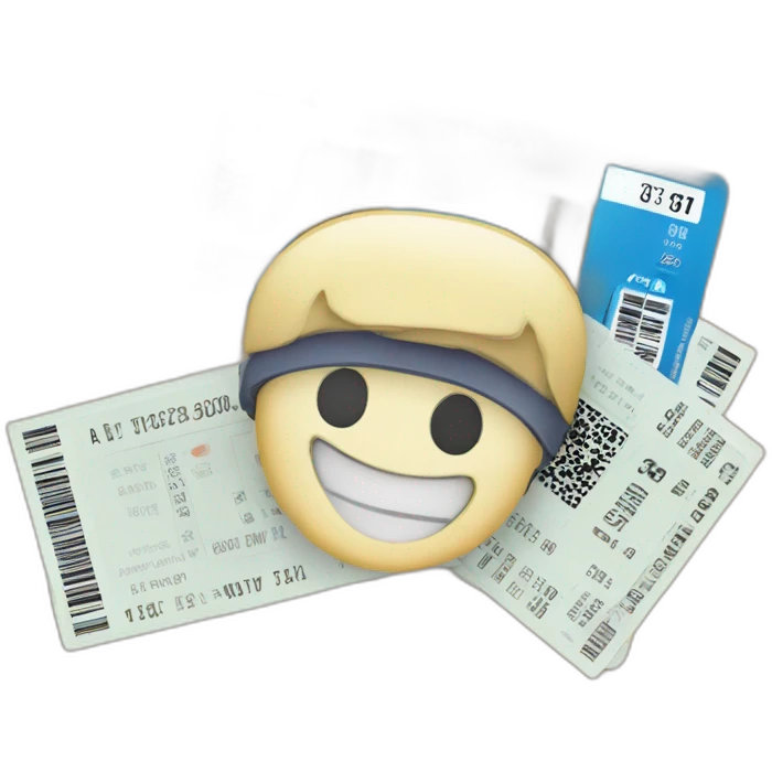 Happy emijo face, with airlines tickets emoji