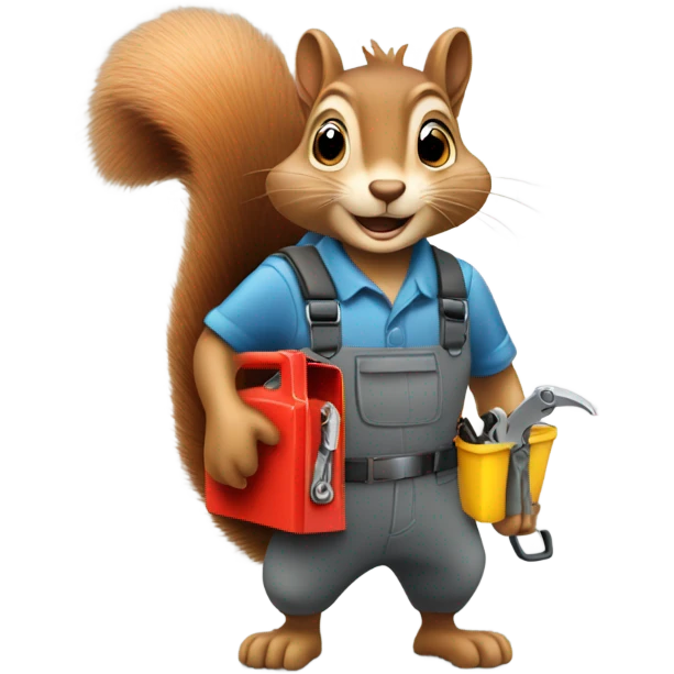 squirrel with a toolbox working on a car emoji