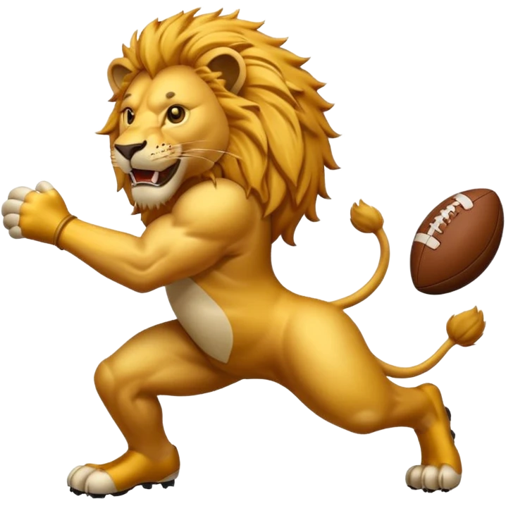 lion kicking a football, simple and bold emoji