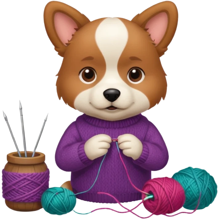 dog knitting a sweater emoji