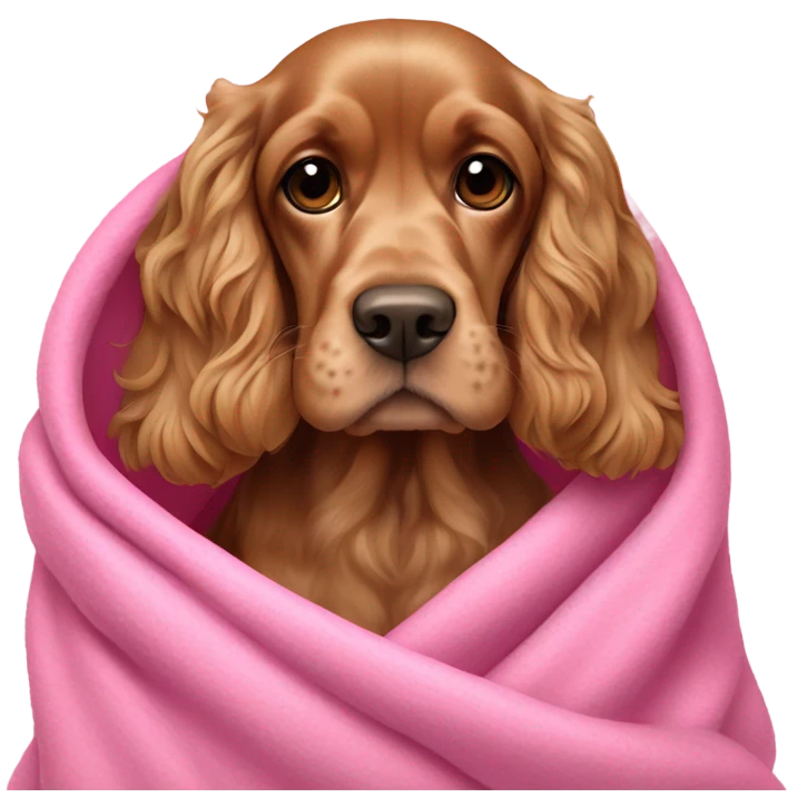 english Cocker spaniel in a pink blanket emoji