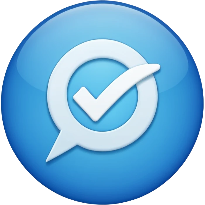 Un circulo celeste con una palomita blanca dentro un check emoji