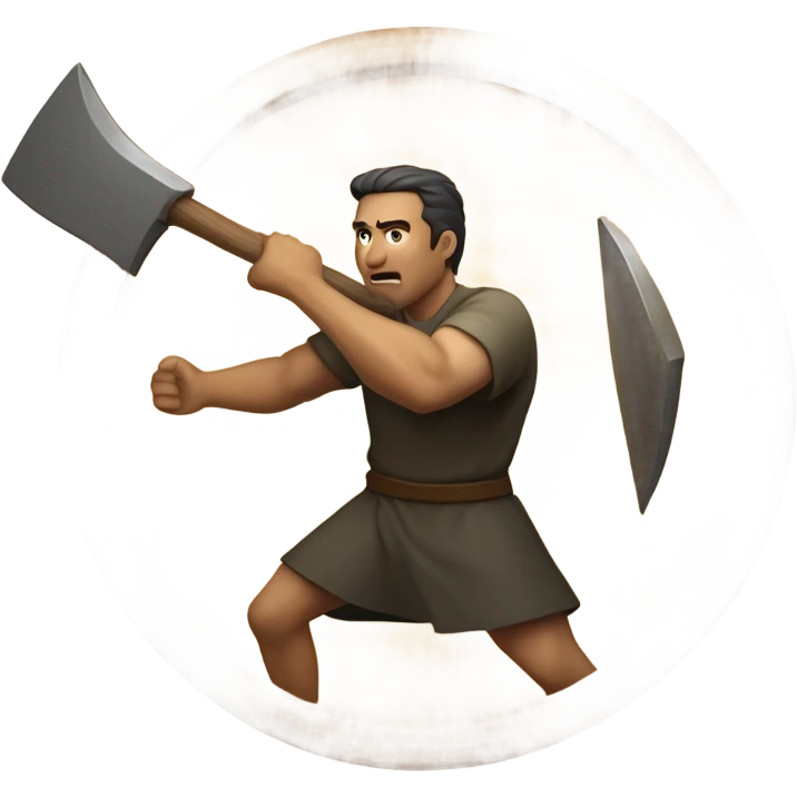 Man throwing axe into target emoji