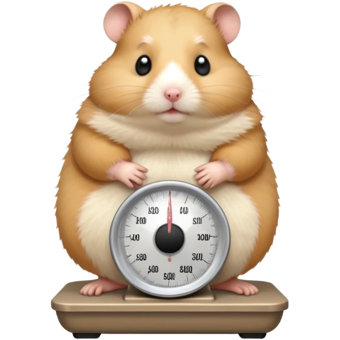 fat hamster big belly stepping on a broken scale looking guilty emoji