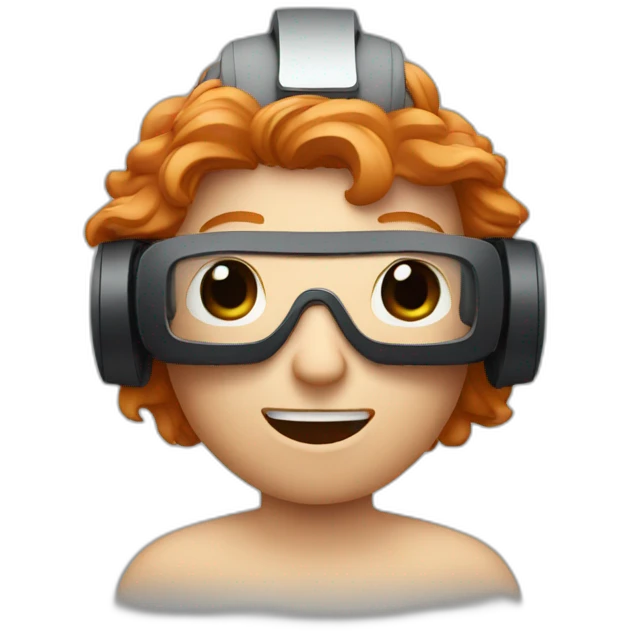 Ginger man wearing VR headset emoji